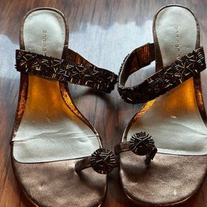 Beaded Ann Marino sandals with low heel